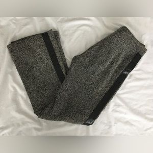 90’s Bebe black/white wool blend with leather accents pants.